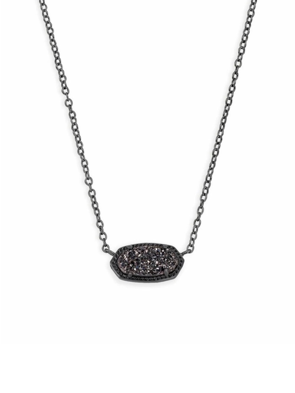 Kendra Scott Elisa Pendant Necklace in Black Drusy